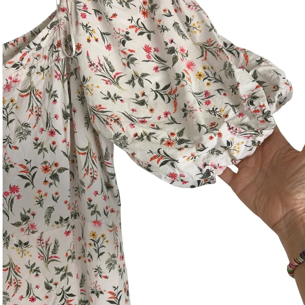 Old Navy Womens Floral Peasant Cottagecore Midi Dress Puff Sleeve Smocked M